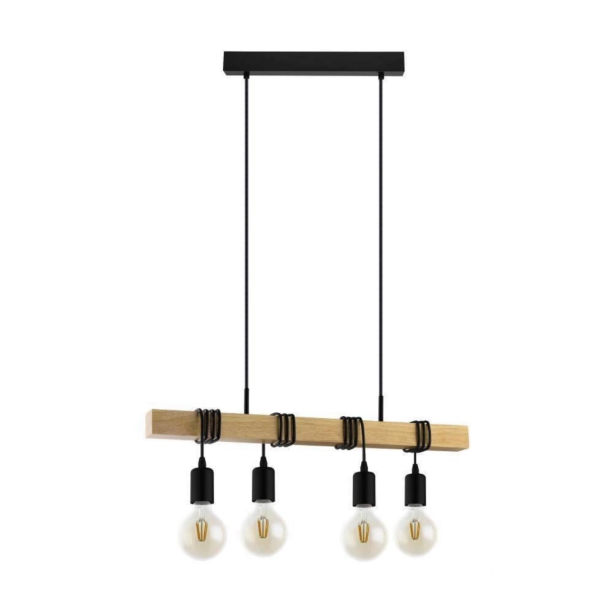 Eglo 33378 - LED Lustra ar auklu TOWNSHEND 4xE27/4W/230V 2200K bēša/melna