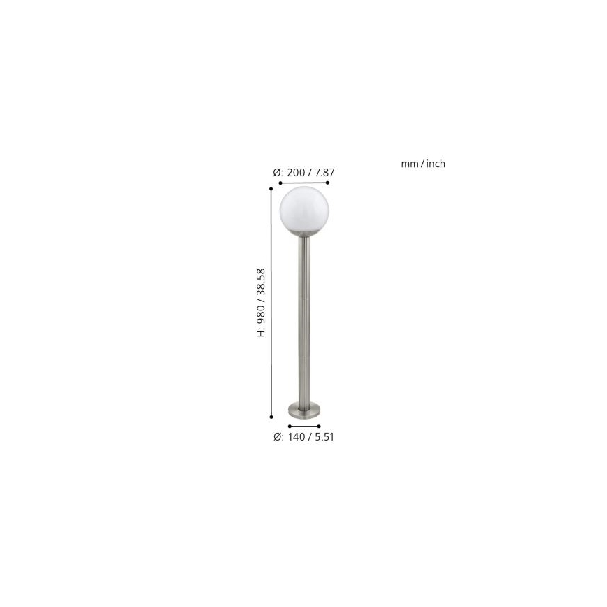 Eglo 33566 - LED regulējama āra lampa NISIA-C 1xE27/9W/230V 980 mm IP44