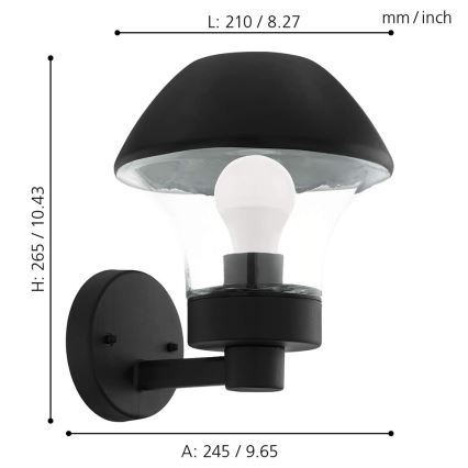 Eglo 33567 - LED dimējams āra sienas gaismeklis VERLUCCA-C 1xE27/9W/230V IP44
