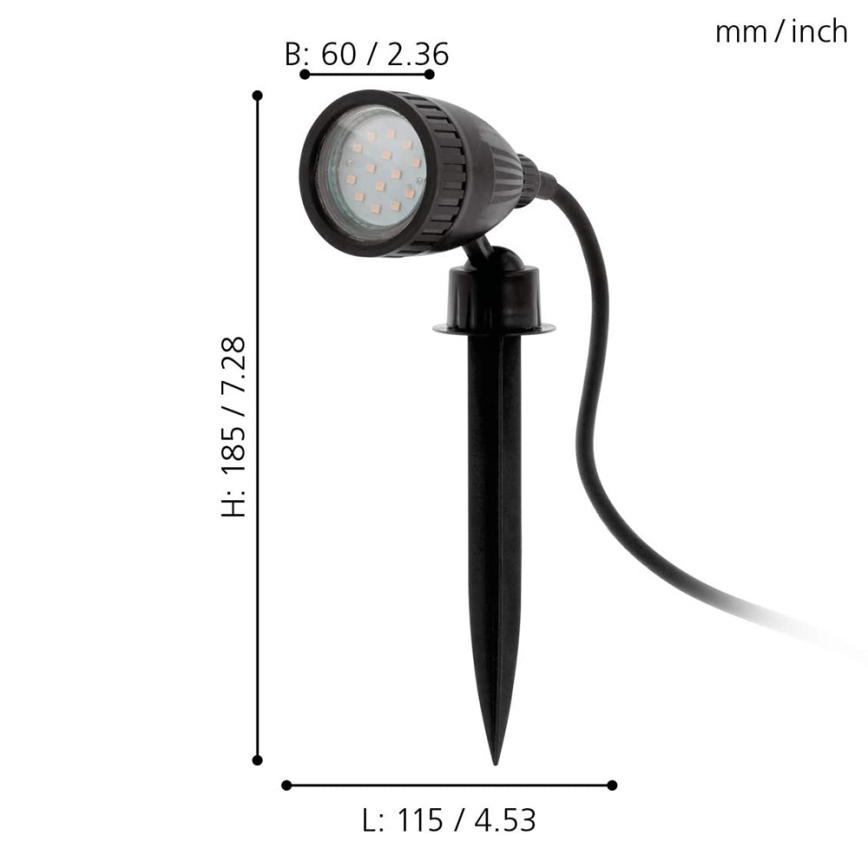 Eglo 33579 - LED RGBW āra lampa NEMA-C 1xGU10/5W/230V IP44 melna