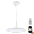 Eglo 33676 - LED RGBW ar regulējamu spilgtumu karājošais gaismeklis uz troses CERIGNOLA-C LED/32W/230V 2700-6500K balts + tālvadības pults