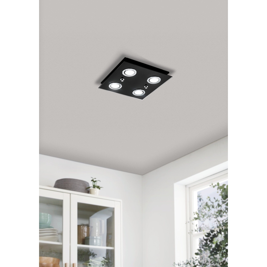 Eglo - LED Griestu lampa 4xGU10/2,8W/230V 3000K melna