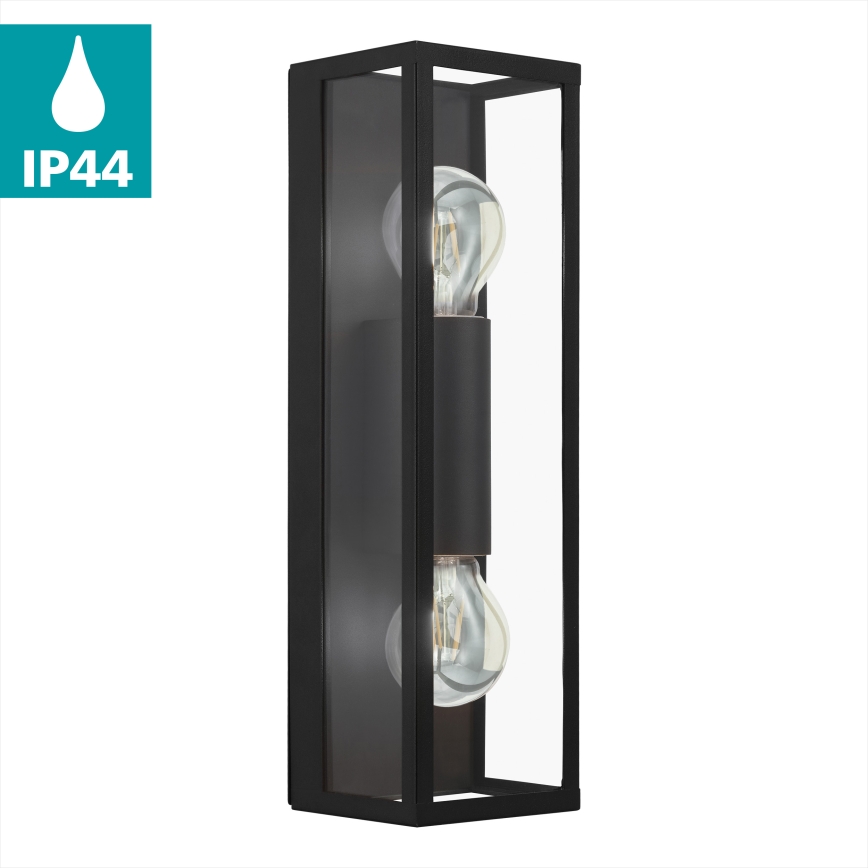 Eglo 33856 - Āra sienas gaismeklis ALAMONTE 2xE27/60W/230V IP44 melns