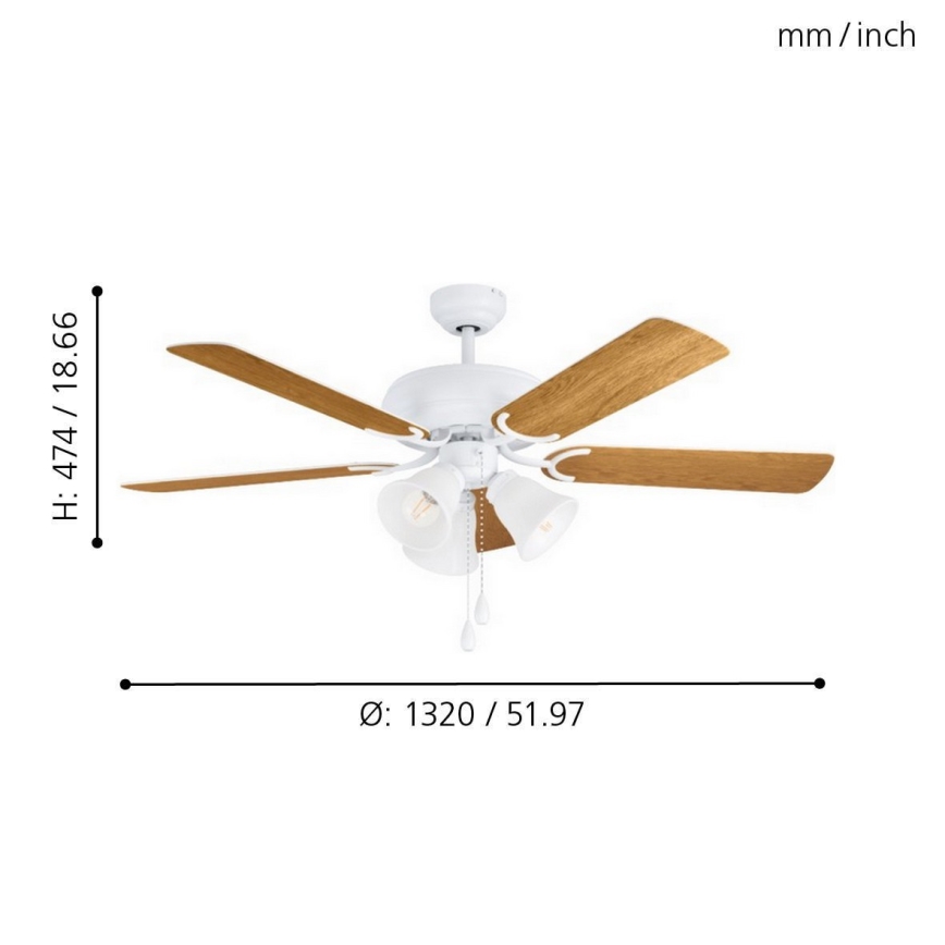 Eglo 35076 - Griestu ventilators LAS PALMAS 3xE27/40W/230V brūns