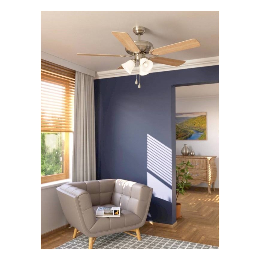 Eglo 35077 - Griestu ventilators LAS PALMAS 3xE27/40W/230V matēts hroms/brūns
