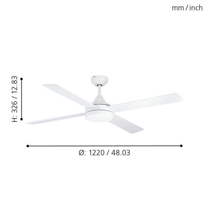 Eglo - LED Griestu ventilators LED/20W/230V 3000/4000/5000K + tālvadības pults balta