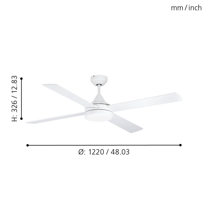 Eglo - LED Griestu ventilators LED/20W/230V 3000/4000/5000K + tālvadības pults balta