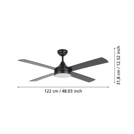 Eglo - LED Aptumšojams griestu ventilators LED/20W/230V + TP melns