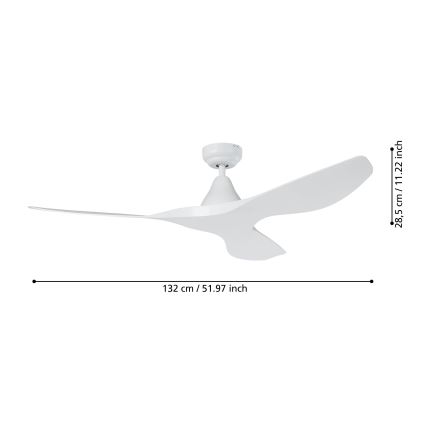 Eglo - griestu ventilators Ø 132 cm, balts, ar tālvadības pulti