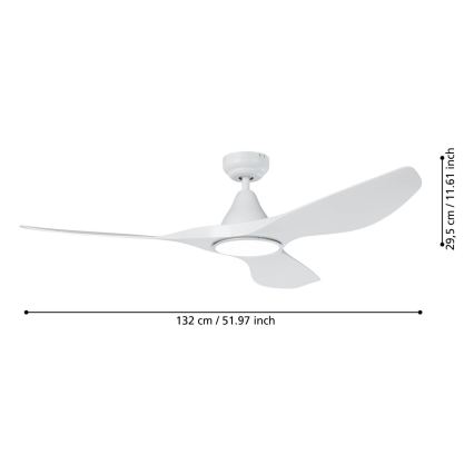 Eglo - LED griestu ventilators LED/19W/230V Ø 132 cm balts + tālvadības pults