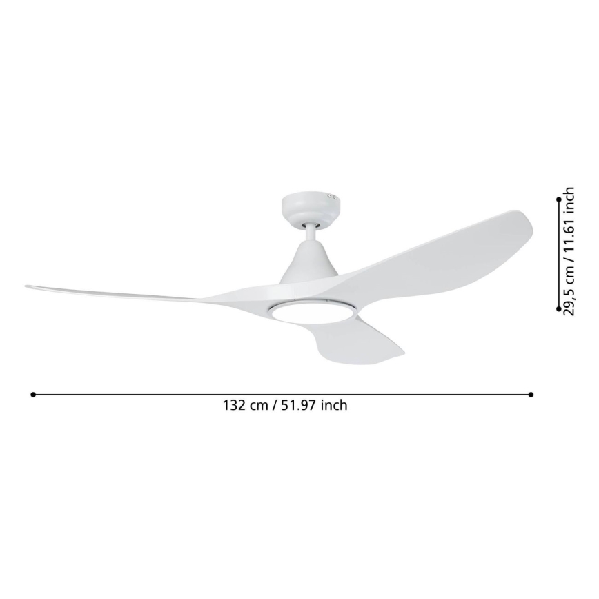 Eglo - LED griestu ventilators LED/19W/230V Ø 132 cm balts + tālvadības pults