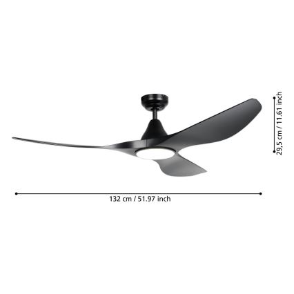 Eglo - LED griestu ventilators LED/20W/230V 3000/4000/5000K Ø 132 cm melns + tālvadība