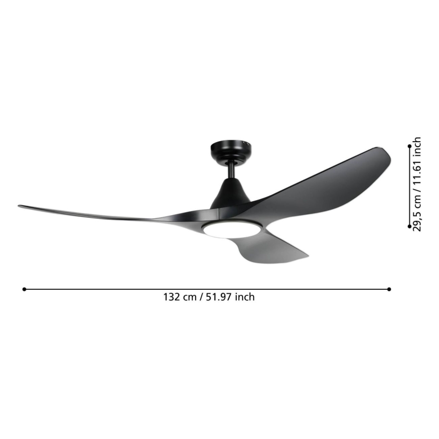 Eglo - LED griestu ventilators LED/20W/230V 3000/4000/5000K Ø 132 cm melns + tālvadība
