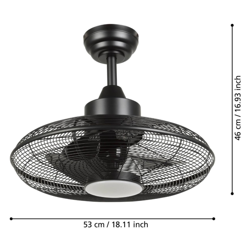 Eglo - LED griestu ventilators LED/15W/230V Ø 53 cm melns + tālvadība