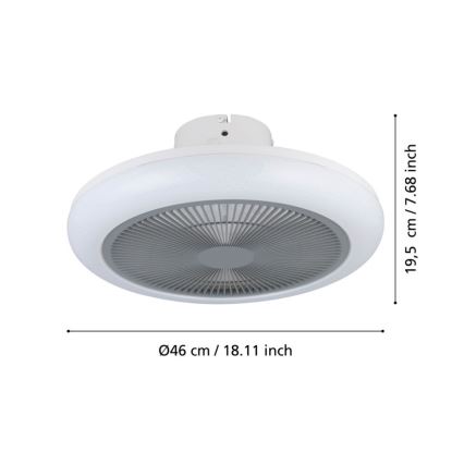 Eglo - LED Aptumšojams griestu ventilators LED/25,5W/230V pelēka + tālvadības pults