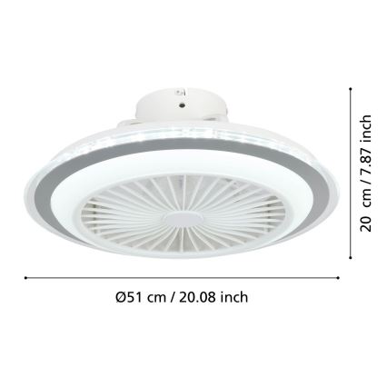 Eglo - LED Aptumšojams griestu ventilators LED/25,5W/230V balta/pelēka 2700-6500K + tālvadības pults