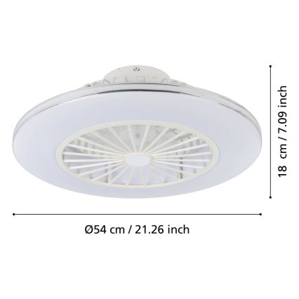 Eglo - dimējams LED griestu ventilators 3xLED/12,6W/230V Ø 55 cm balts + tālvadības pults