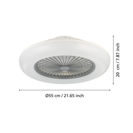 Eglo - LED aptumšojams griestu ventilators 3xLED/12,6W/230V 2700-6500K Ø 55 cm pelēks + tālvadības pults