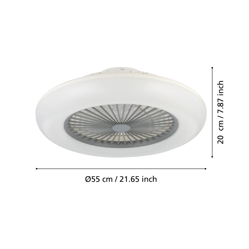 Eglo - LED aptumšojams griestu ventilators 3xLED/12,6W/230V 2700-6500K Ø 55 cm pelēks + tālvadības pults