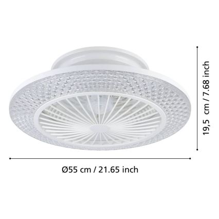 Eglo - LED dimmējamais griestu ventilators 3xLED/12,6W/230V 2700-6500K Ø 55 cm balts + ar tālvadības pulti