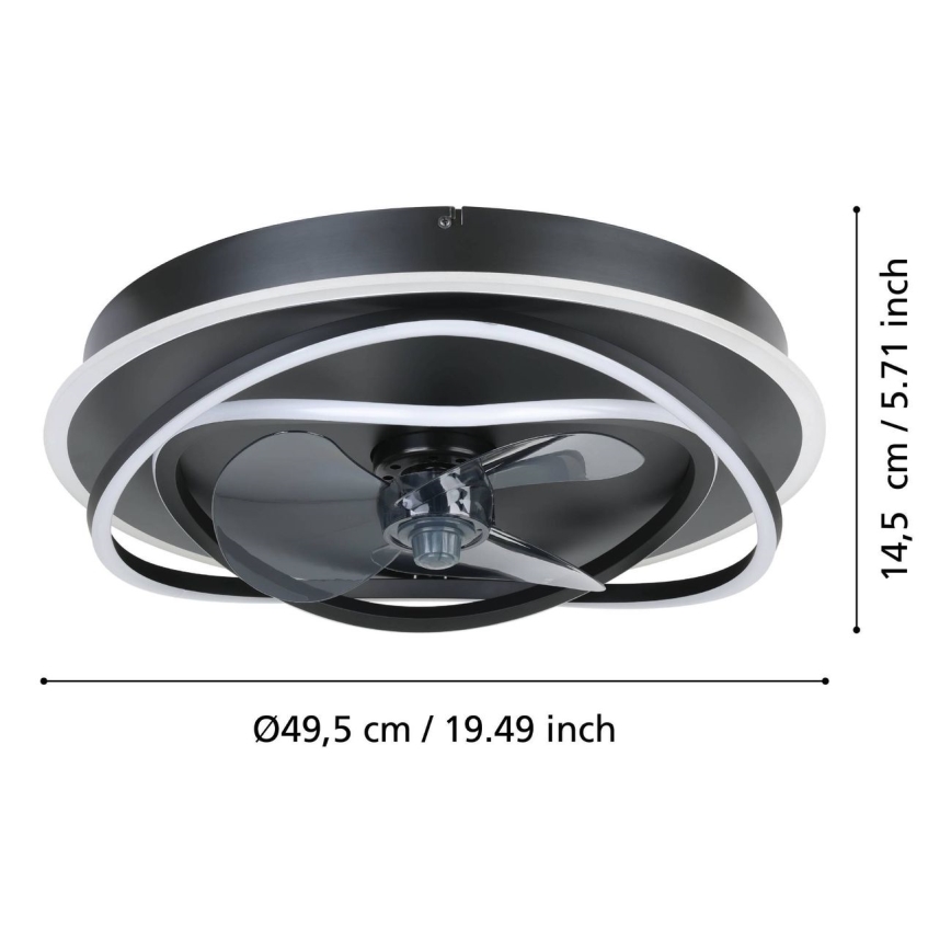 Eglo - regulējams LED griestu ventilators 4xLED/9W/230V 2700-6500K Ø 50 cm melns + tālvadības pults