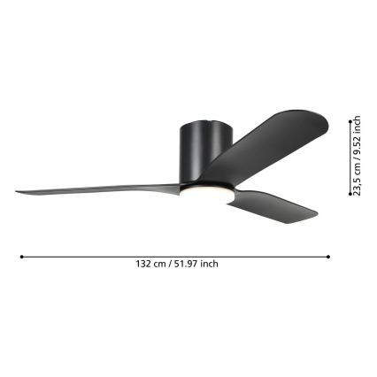 Eglo - LED dimējams griestu ventilators LED/17W/230V 3000/4000/5000K diam. 132 cm melns + tālvadība
