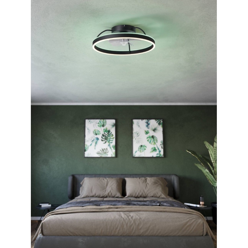 Eglo - LED RGBW Regulējams griestu ventilators LED/36W/230V 3000–6500K Ø 50 cm melns + ar tālvadības pulti