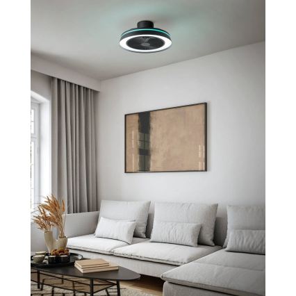 Eglo - LED RGBW regulējams griestu ventilators 3xLED/8,5W/230V+LED/6W 2700-6500K Ø 48 cm melns + tālvadības pults
