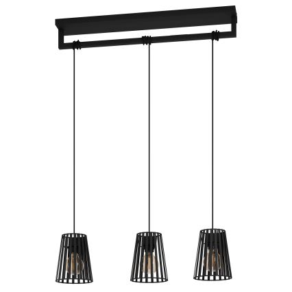 Eglo - Lustra ar auklu 3xE27/40W/230V melna