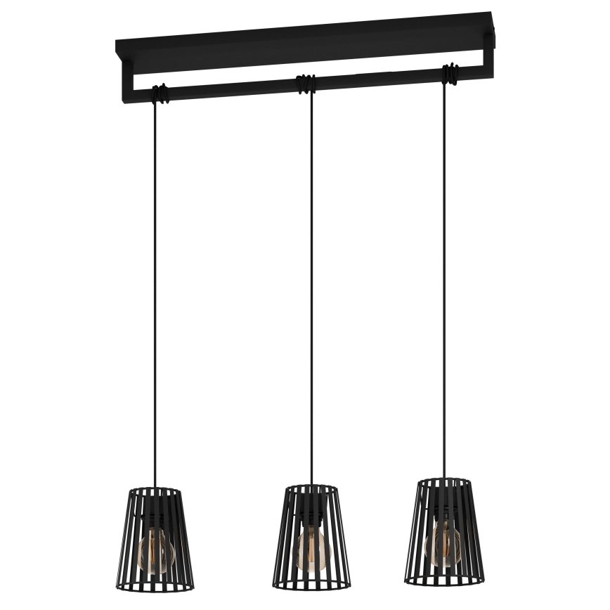 Eglo - Lustra ar auklu 3xE27/40W/230V melna