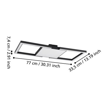 Eglo - LED Aptumšojama griestu lampa LED/26,2W/230V 2700-6500K melna + tālvadības pults