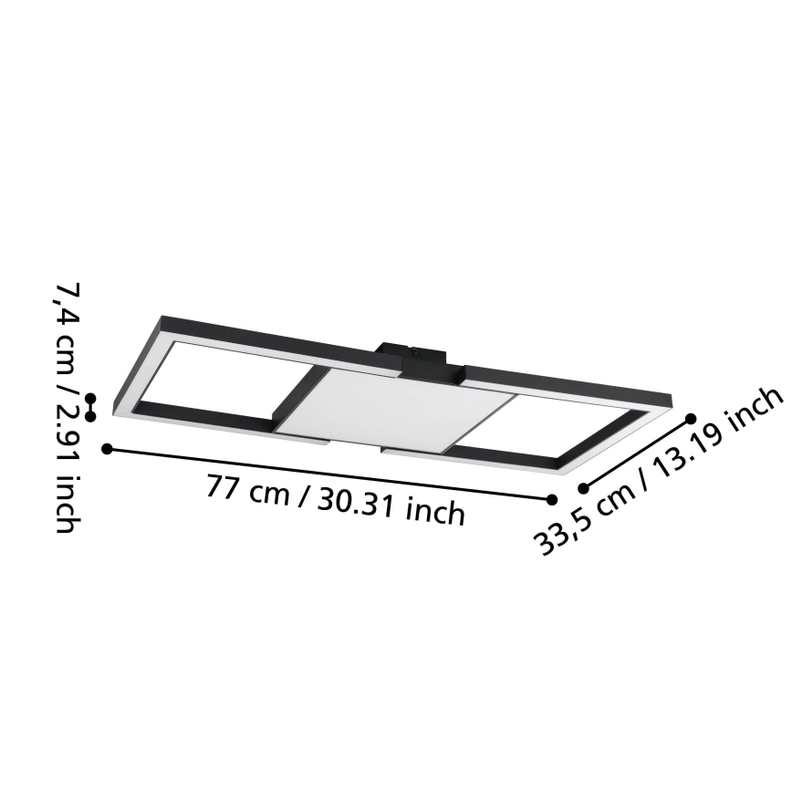 Eglo - LED Aptumšojama griestu lampa LED/26,2W/230V 2700-6500K melna + tālvadības pults