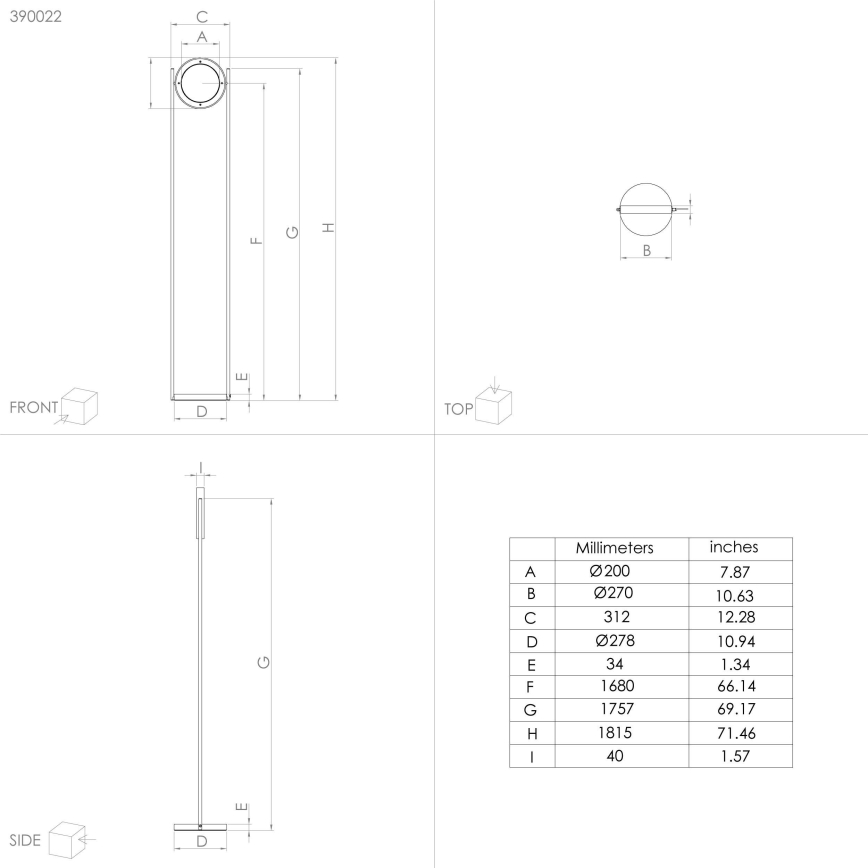 Eglo - LED Aptumšojama grīdas stāvlampa LED/20W/230V 3000K melna