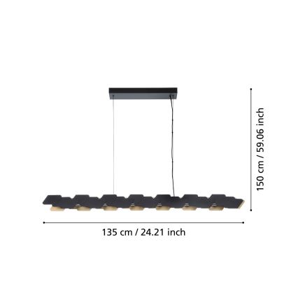 Eglo - LED Aptumšojama lustra ar auklu LED/44W/230V 3000K melna/zelta
