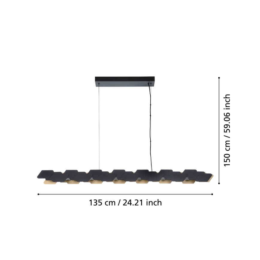 Eglo - LED Aptumšojama lustra ar auklu LED/44W/230V 3000K melna/zelta