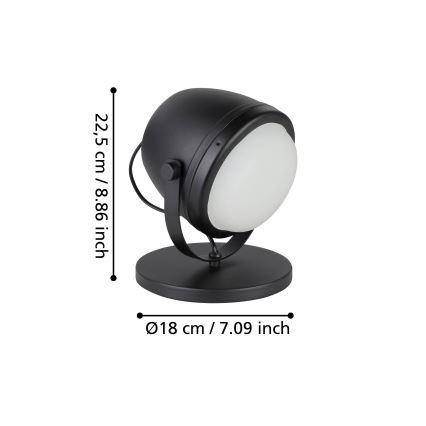 Eglo - Galda lampa 1xE27/28W/230V melna