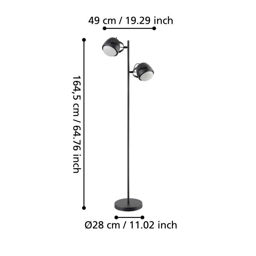 Eglo - Grīdas stāvlampa 2xE27/28W/230V melna