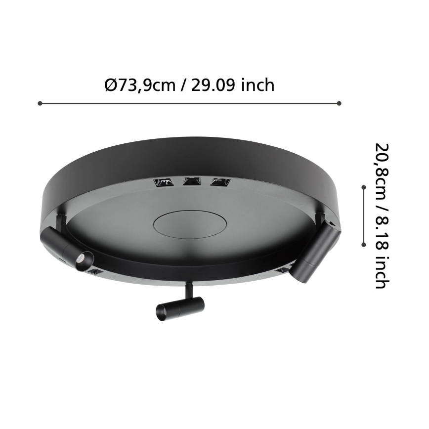 Eglo - LED Aptumšojama griestu lampa 3xLED/8W/230V + 3xLED/8,5W 3000K melna + tālvadības pults