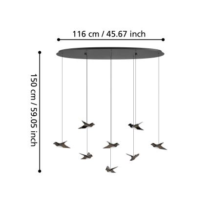 Eglo - LED Aptumšojama lustra ar auklu 8xLED/4,2W/230V 3000K melna