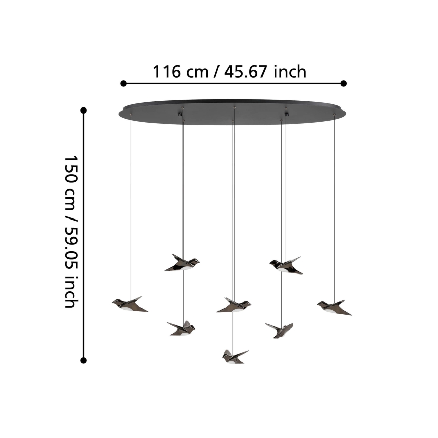 Eglo - LED Aptumšojama lustra ar auklu 8xLED/4,2W/230V 3000K melna