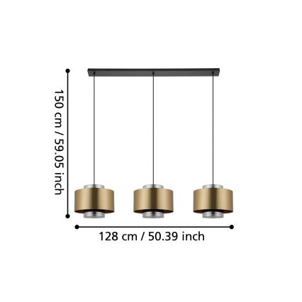 Eglo - Lustra ar auklu 3xE27/40W/230V zelta