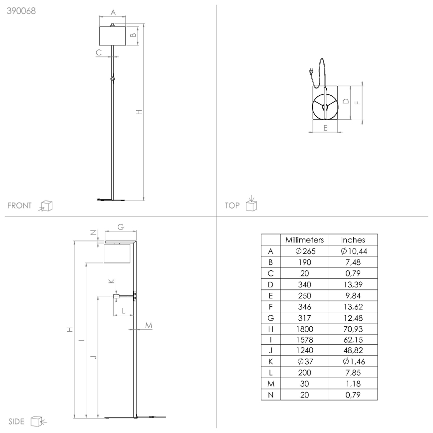 Eglo - LED Grīdas stāvlampa 1xE27/40W/230V + LED/3,8W 3000K melna
