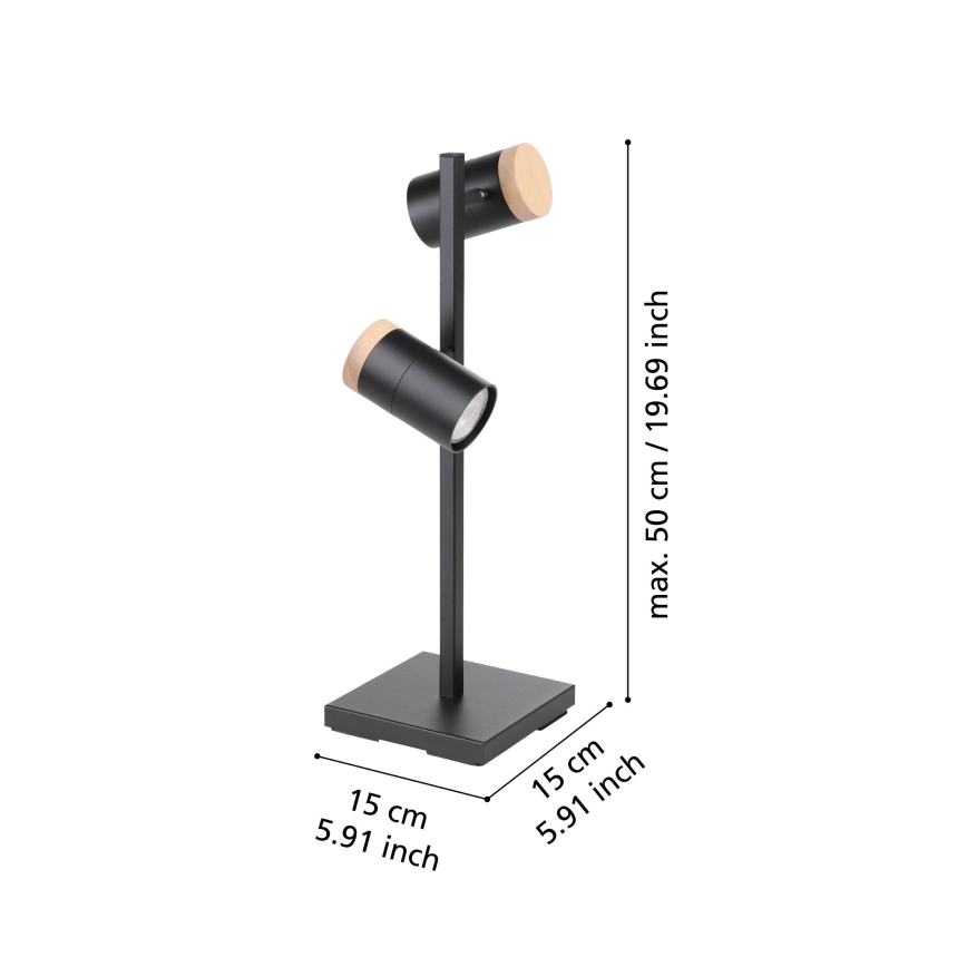 Eglo - LED Galda lampa 2xGU10/4,5W/230V 3000K melna/brūna