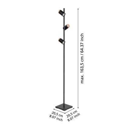 Eglo - LED Grīdas stāvlampa 3xGU10/4,5W/230V 3000K melna/brūna