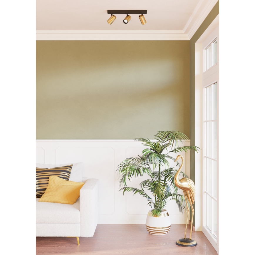 Eglo - LED Starmetis 3xGU10/4,5W/230V 3000K melna/zelta
