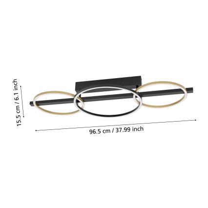 Eglo - LED Aptumšojama virsapmetuma lustra 2xLED/12,5W/230V + LED/15,5W 3000K melna