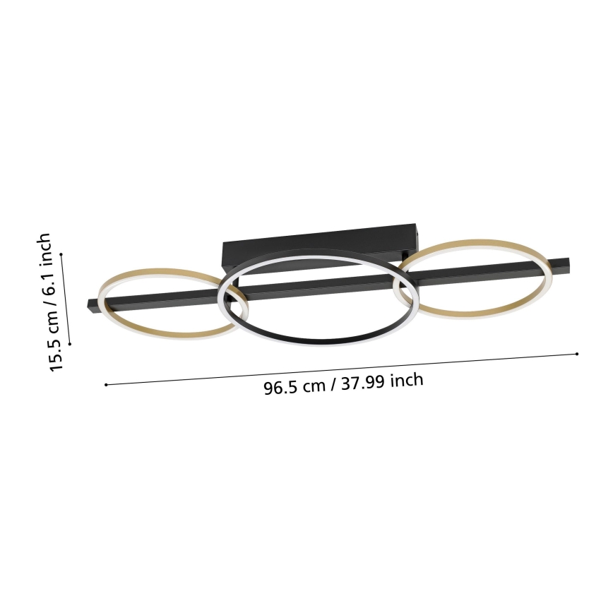 Eglo - LED Aptumšojama virsapmetuma lustra 2xLED/12,5W/230V + LED/15,5W 3000K melna