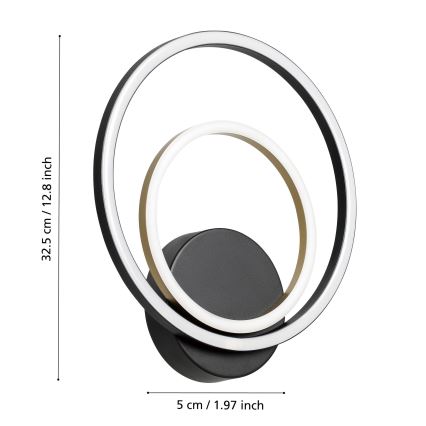 Eglo - LED Sienas lampa LED/12W/230V 3000K + 4xLED/2,1W 3000K melna