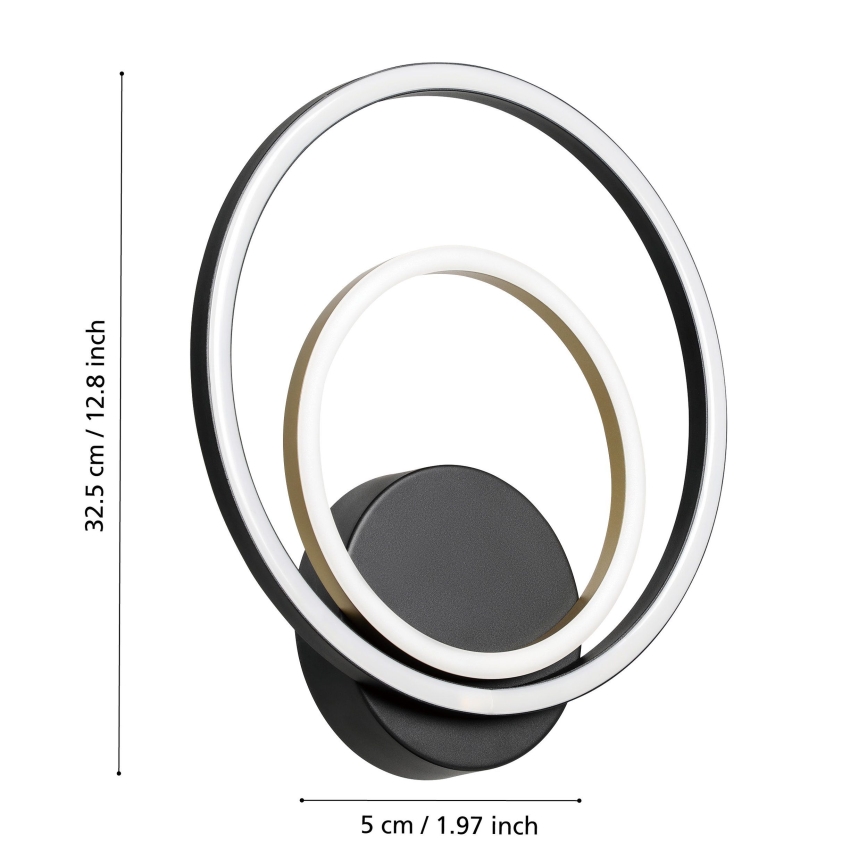 Eglo - LED Sienas lampa LED/12W/230V 3000K + 4xLED/2,1W 3000K melna