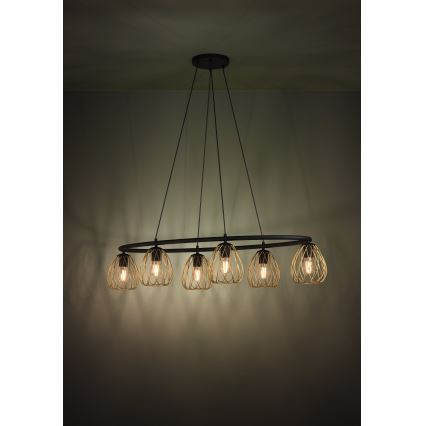 Eglo - Lustra ar auklu 6xE27/40W/230V melna/zelta